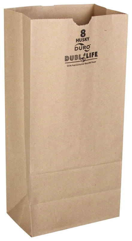 Duro Bag Husky Heavy Duty Grocery Bag, 8 Lbs, Recycled Paper, 400 Count