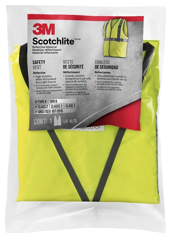 Scotchlite High Visibility Reflective Safety Vest L/xl - Ansi Certified