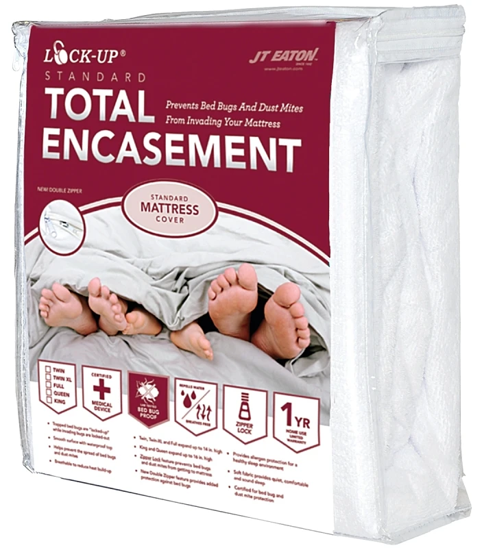 Lock-up Twin Mattress Encasement Cover - Stretch-knit Polyester, Waterproof, Bed Bug Protection
