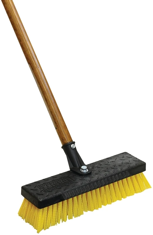 12-inch Heavy-duty Deck Scrub Brush With 54-inch Handle And Stiff Poly Fiber Bristles