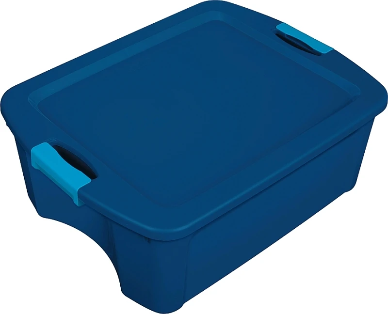 12 Gallon Clear Base With Blue Latch & Carry Storage Tote - Model 14449606