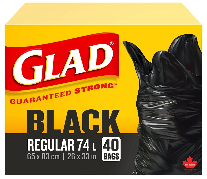 Easy-tie Regular Garbage Bags, 67 Liters, Black, Model 30311