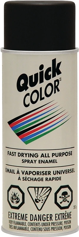 Quick Colour Flat Black Aerosol Spray Paint 283g For Interior And Exterior Use