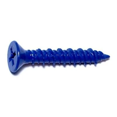 3/16 X 1-1/4 Blue Ruspert Coated Steel Phillips Flat Head Masonry Screws