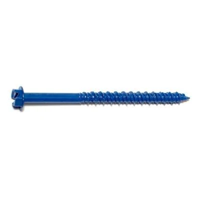 3/16 X 2-3/4 Blue Ruspert Coated Steel Slotted Hex Masonry Screws