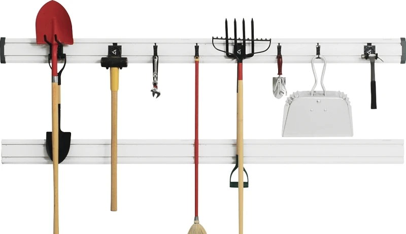 Geartrack Channel Storage System With 8 Hooks And 8 Feet Of Storage Space