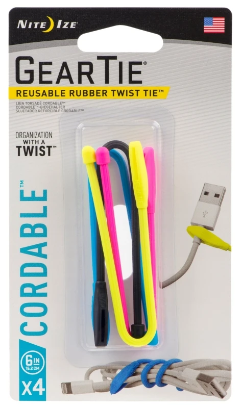 Nite Ize Gear Tie 6 in. L Assorted Twist Ties 4 pk
