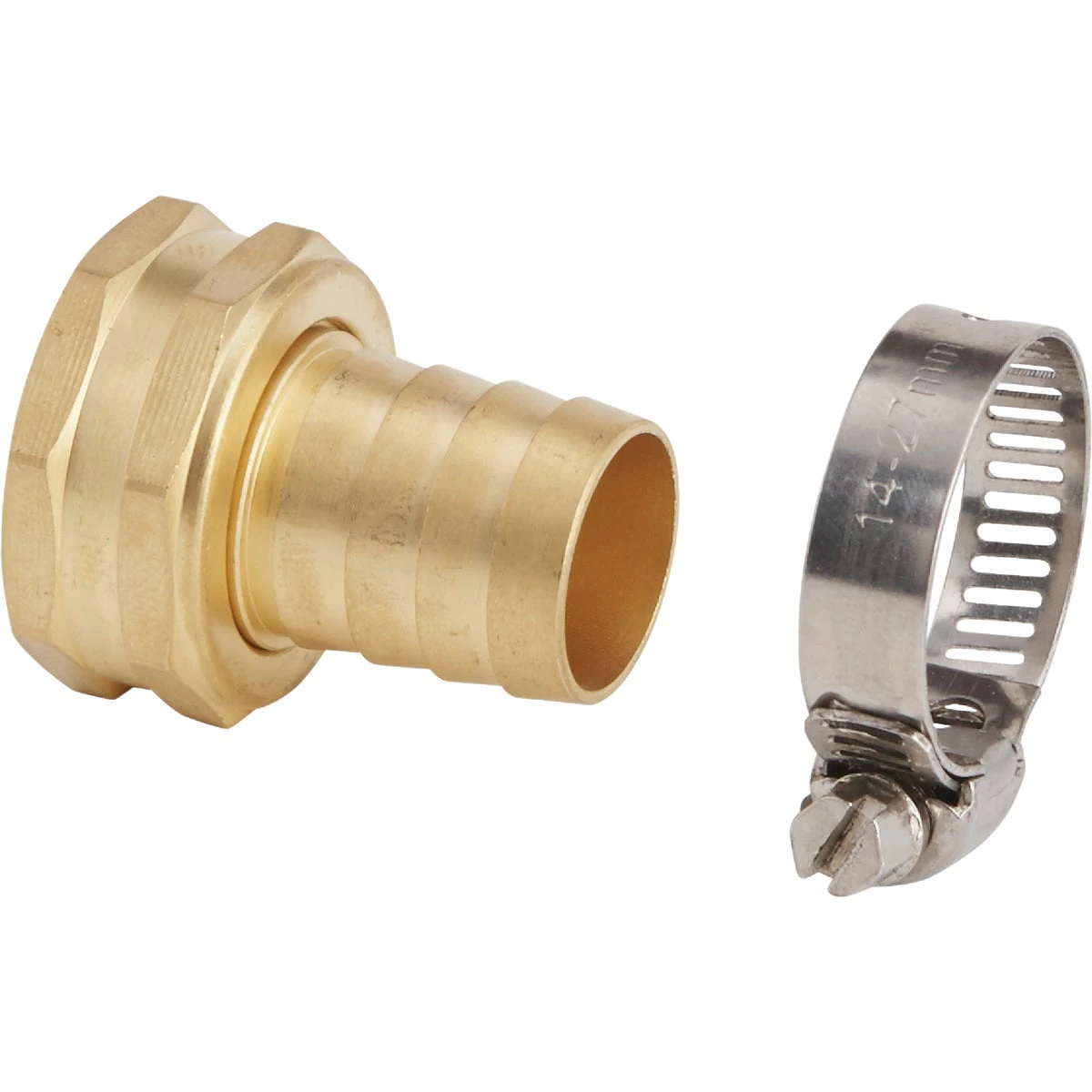 3/4 In. Female Brass Hose End Repair Coupling With Stainless Steel Clamp