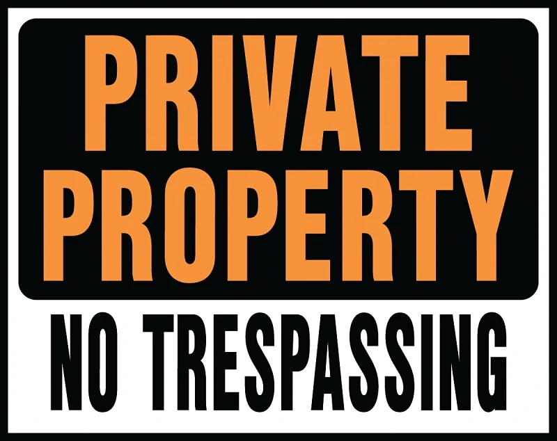 15x19 Heavy Gauge Plastic Private Property No Trespassing Sign, Fluorescent Orange