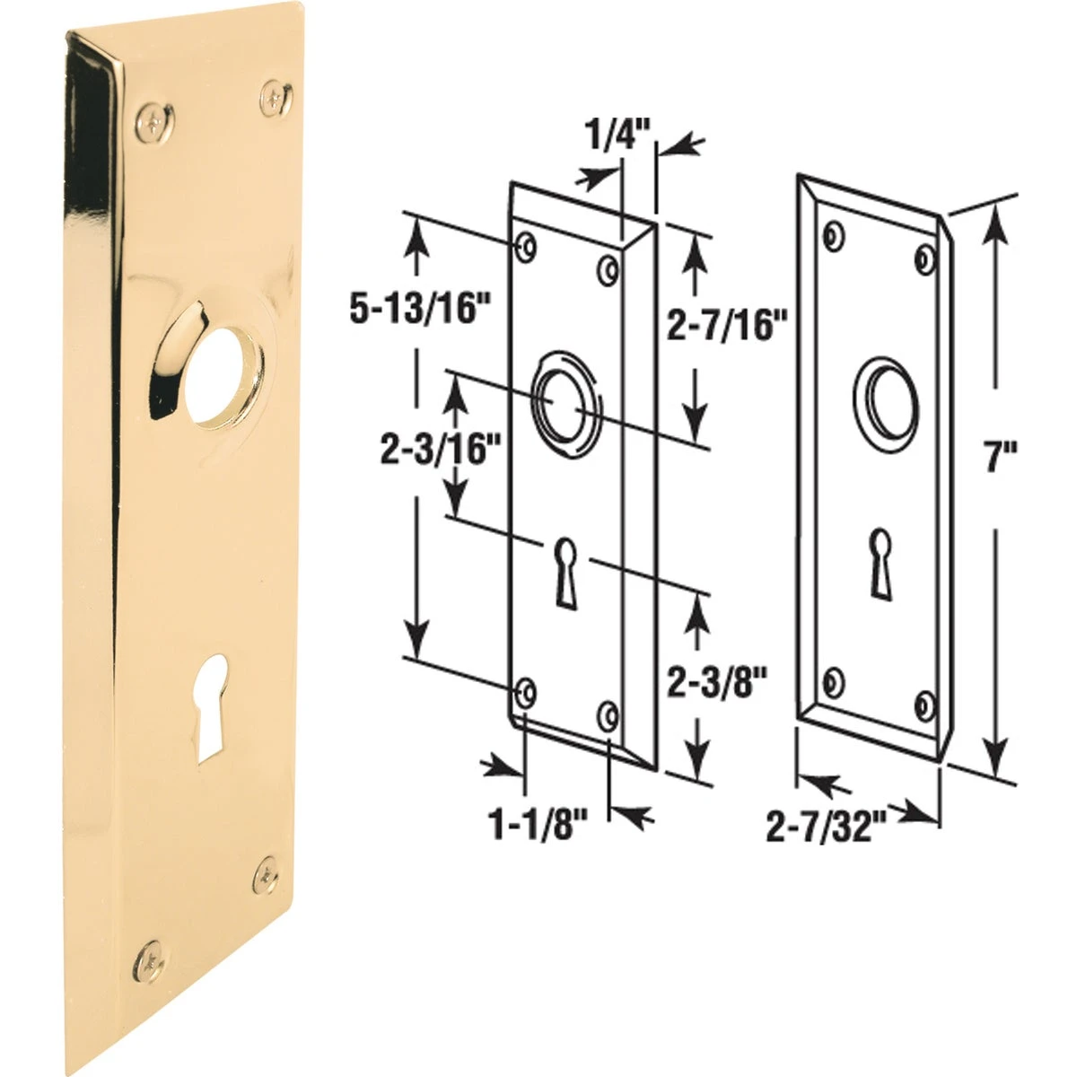 Brass Mortise Trim Plate 7 X 2-1/4 With Screws Included