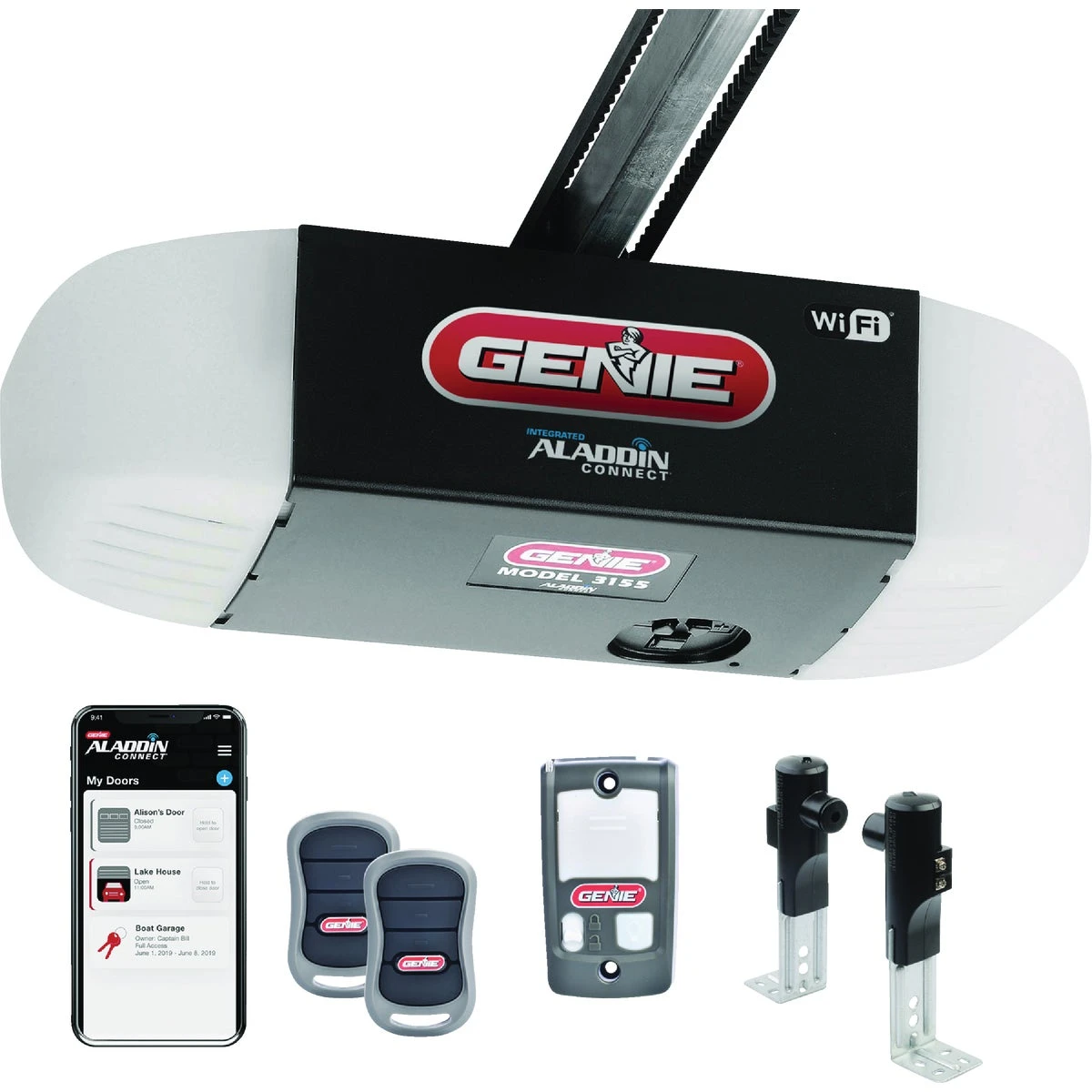 3/4 Hpc Smartphone-controlled Garage Door Opener With Wi-fi And Safety Features