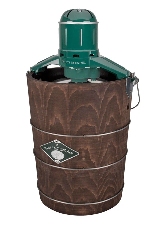 6 Quart Electric Ice Cream Maker With Wooden Bucket And Stainless Steel Housing
