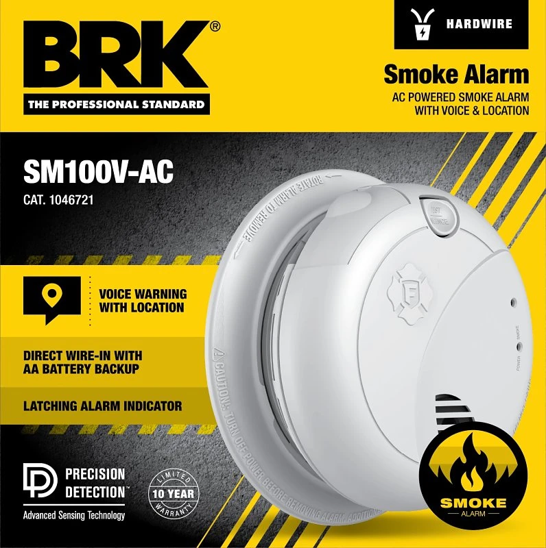 Hardwired Photoelectric Smoke Alarm With Voice Alerts And Battery Backup