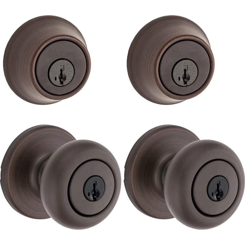 Cove Venetian Bronze Deadbolt And Door Knob Combo With Smartkey Security Technology