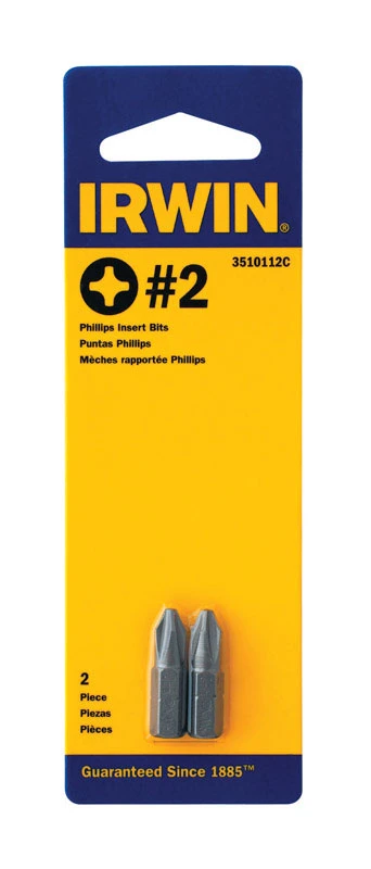 Insert Screwdriver Bit Set, 2 Pieces, Shock-resistant Tool Steel, 1/4 In Hex Shank