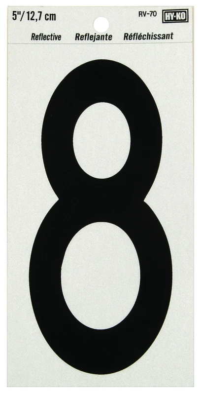 Vinyl 5 Inch Reflective Adhesive Number Eight - Weather-resistant Self-adhesive