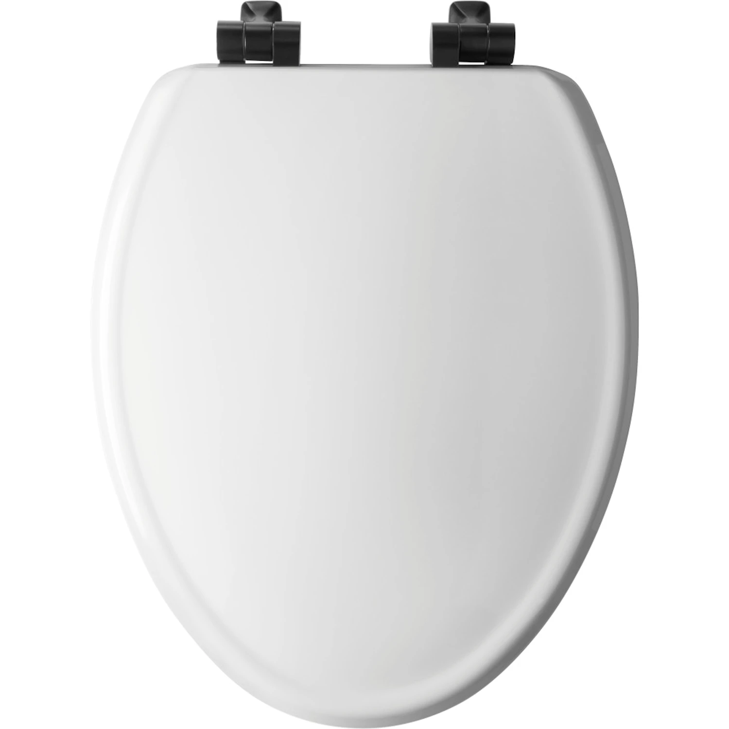 Benton Elongated White Enameled Wood Toilet Seat With Matte Black Hinge