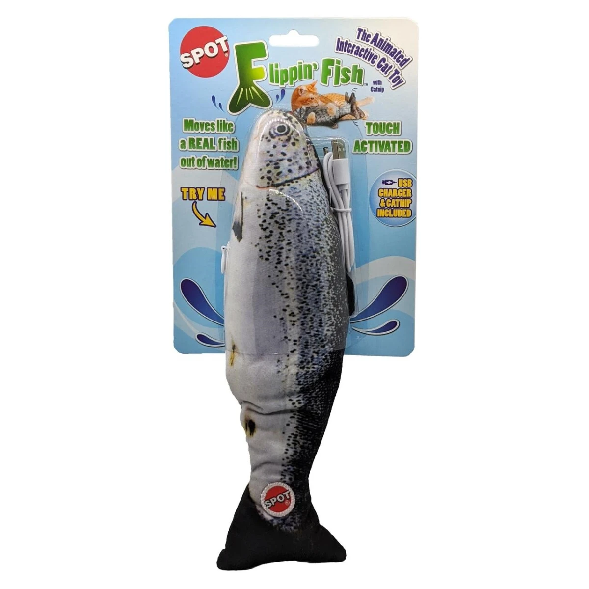 11.5 In. Flipping Fish Interactive Cat Toy For Cats, Multi Color