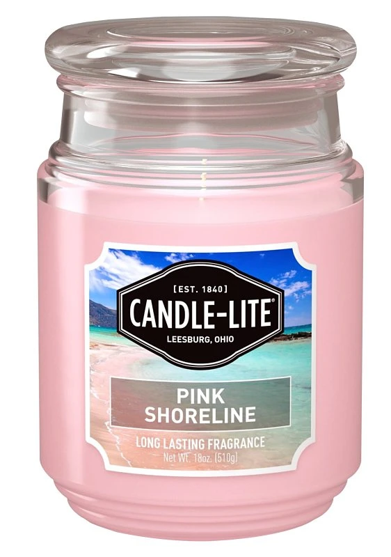 Scented Candle Jar, Pink Shoreline Scent, 18 Oz, 110 Hr Burn Time