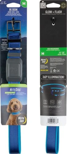 Nitedog Rechargeable Lighted Dog Collar With Blue Leds For Medium Dogs (16-20 Inches)