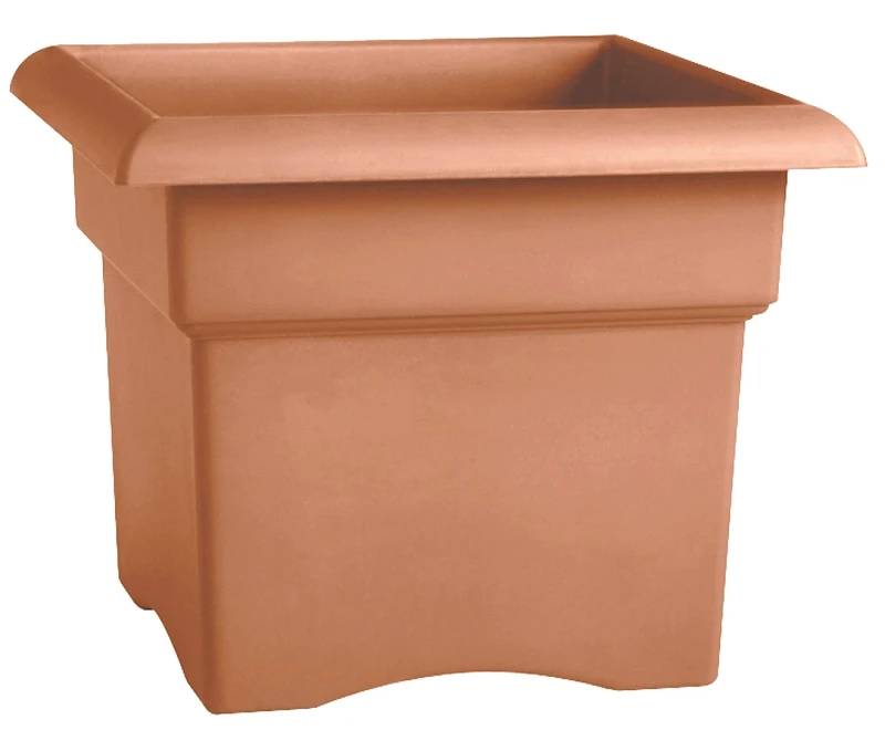 18 X 14.25 Terra Cotta Veranda Plastic Square Deck Box Planter By Bloem