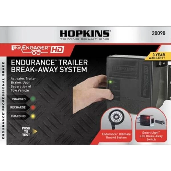 Hopkins Endurance Engager Trailer Break-away System With Led Test Switch And Battery Charger