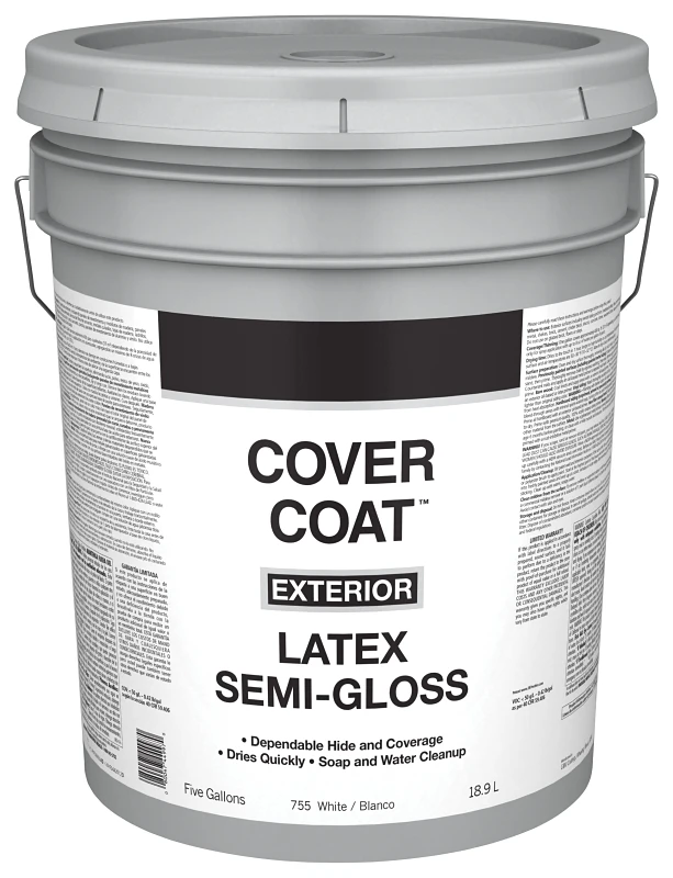 Cover Coat Latex Semi-gloss Exterior House Paint 5 Gallon White