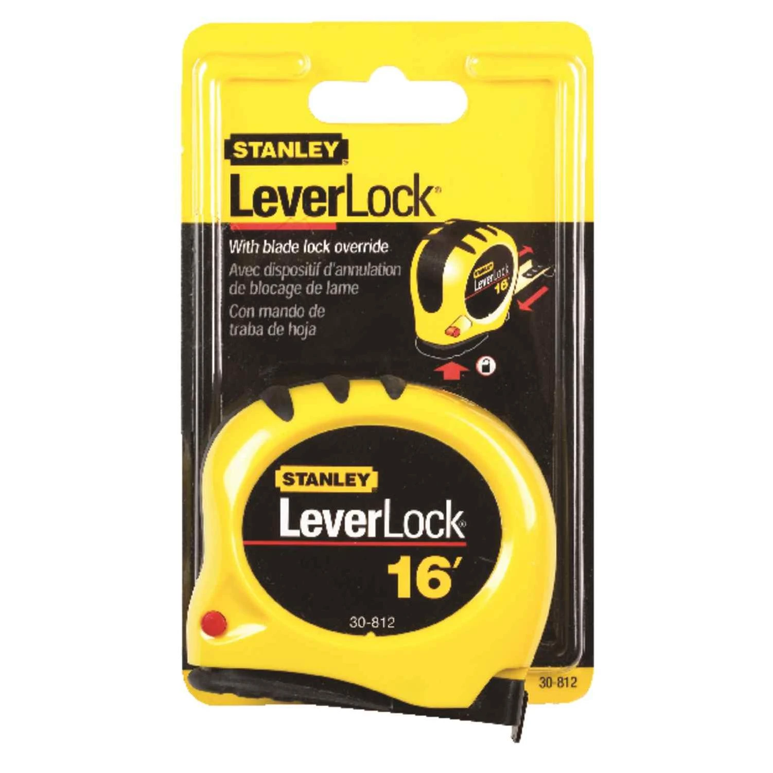 Stanley LeverLock 16 ft. L X 0.75 in. W Compact Tape Measure 1 pk