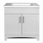 Shaker Vanity Combo, Fashion Grey Finish & White Marble Top, 30 Inch Wide