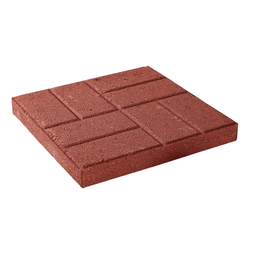 16 X 16 Inch Embossed Red Concrete Stepping Stone For Patios And Walkways