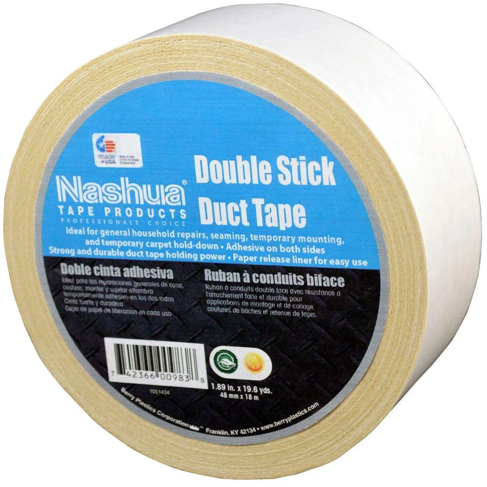 Double Stick Duct Tape, 1.89-inch X 20-yard, Strong Adhesive