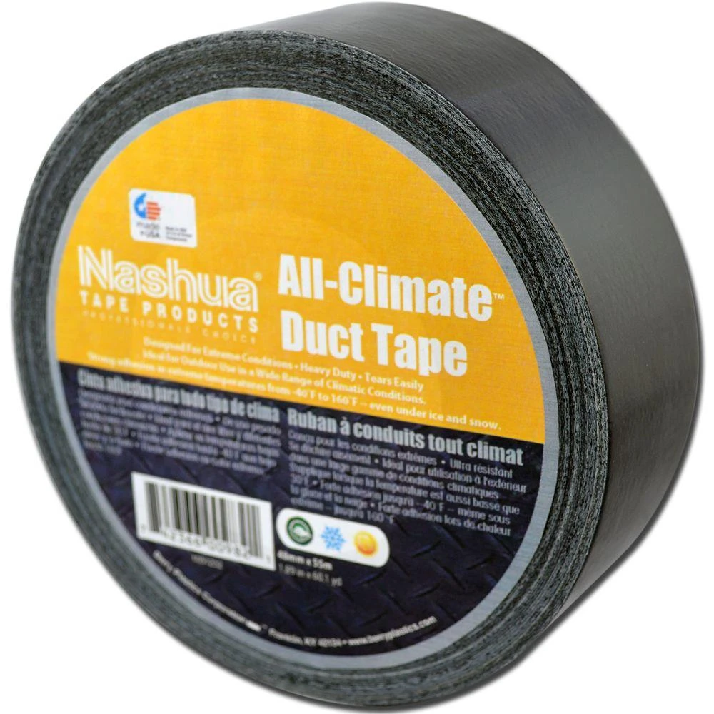 All-climate Duct Tape, Black, 1.89-inch X 60-yard Heavy Duty