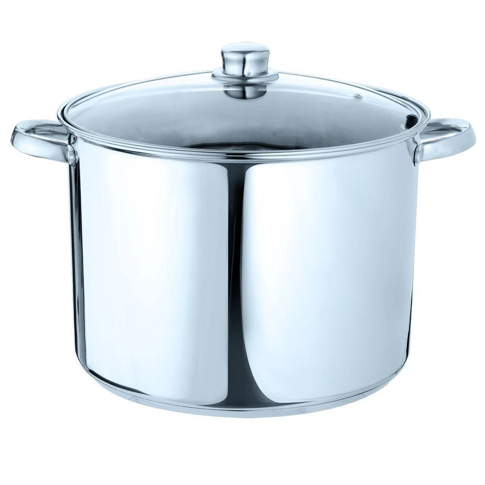 Pure Intentions Stainless Steel Stock Pot with Glass Lid, 16 Quart Capacity