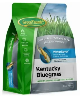 Premium Coated Kentucky Bluegrass Seed, 3 Pounds, Covers 2,000 Square Feet