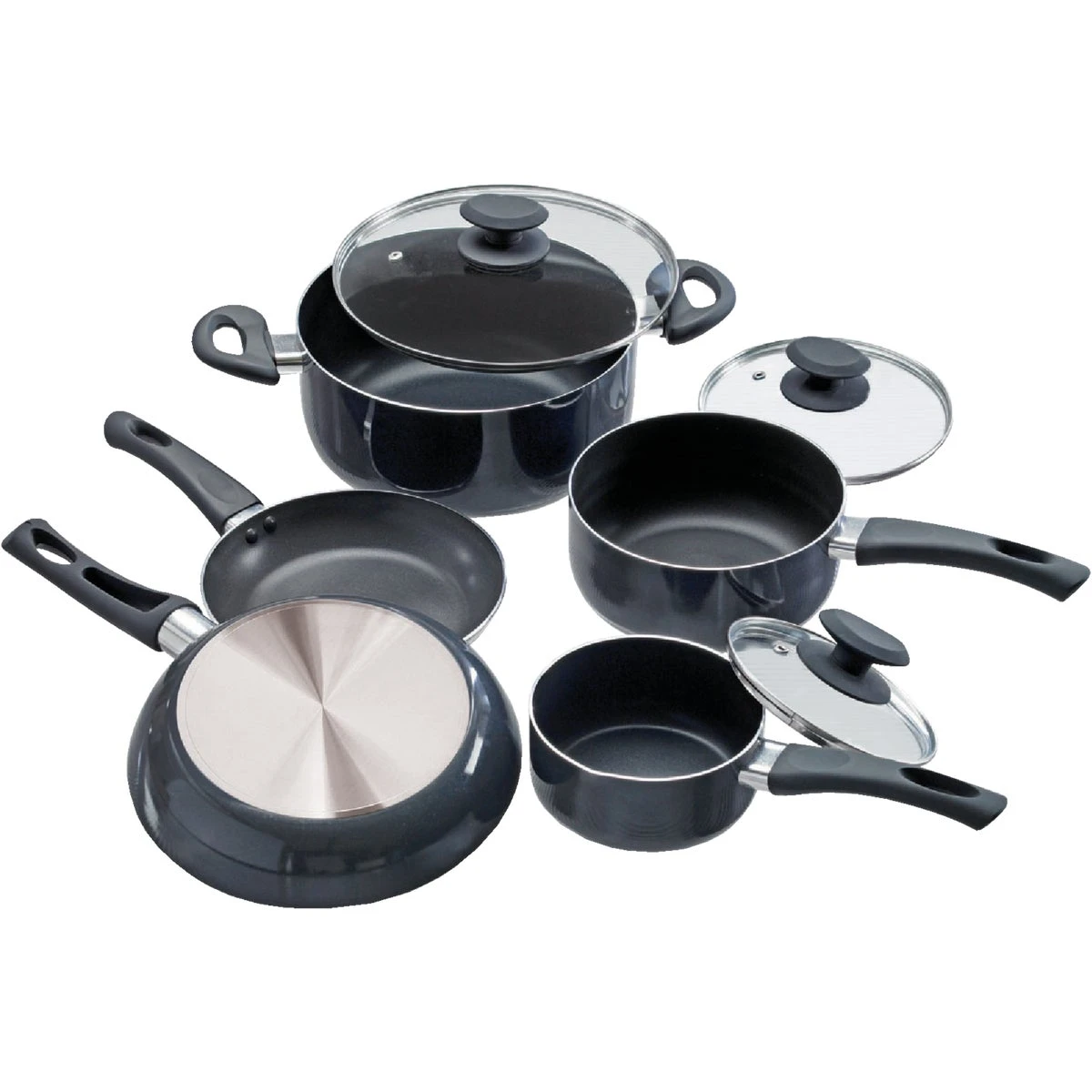 Elements 8-Piece Non-Stick Gray Cookware Set with Pots and Pans
