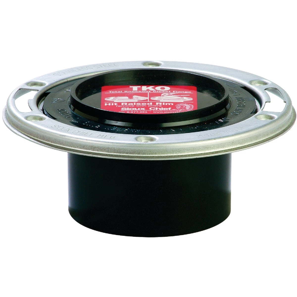 Total Knockout 3 Inch Spigot Abs Toilet Flange With Stainless Steel Swivel Ring