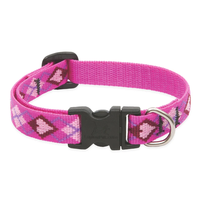 Adjustable Dog Collar, Puppy Love Pattern, 1/2 X 10 To 16 Inches