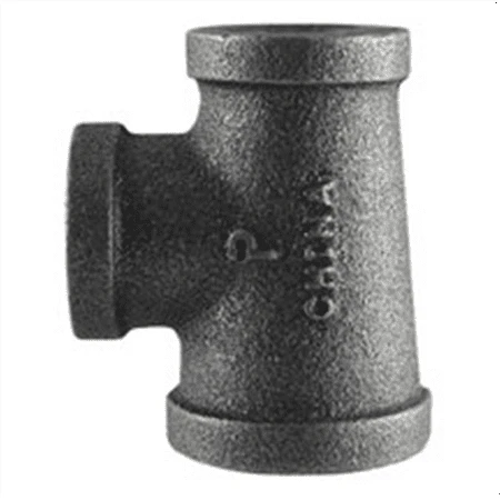 1-1/4 X 1-1/4 X 1 In. Black Iron Reducing Tee For Gas And Air Applications