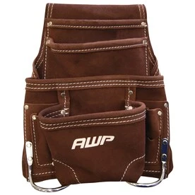 Suede Leather Tool Pouch with Multiple Compartments for Durable Tool Storage