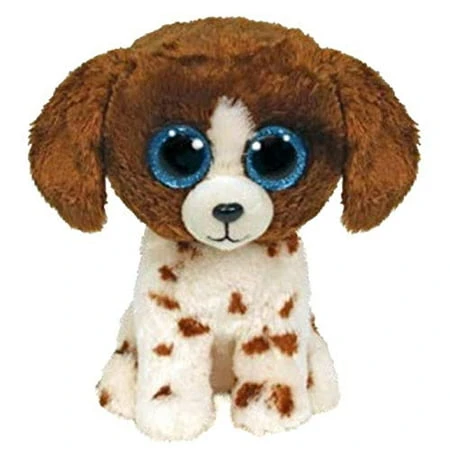 Beanie Boo Muddles Brown And White Dog Plush Toy - 6 Inch Regular Size