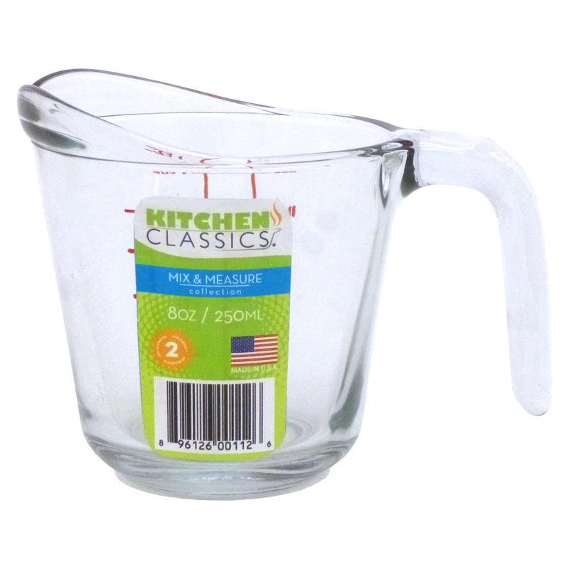 8-ounce Tempered Glass Measuring Cup - Microwave, Oven, Freezer Safe