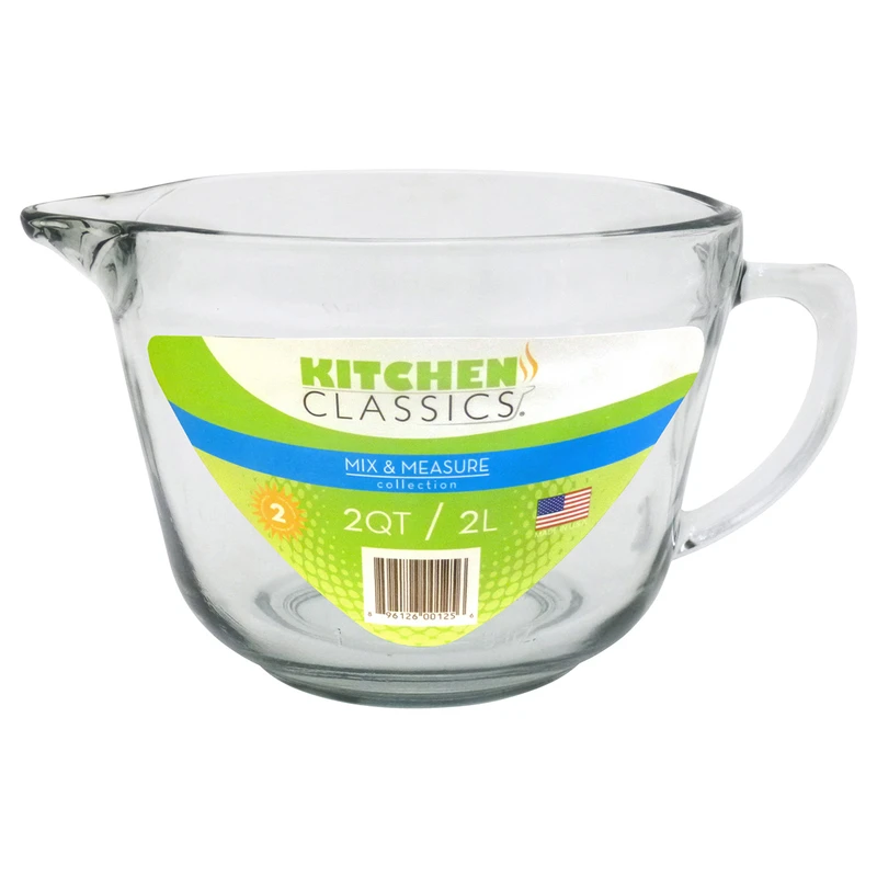 Mix & Measure 8 Cups Clear Glass Batter Bowl - 2 Quart Capacity
