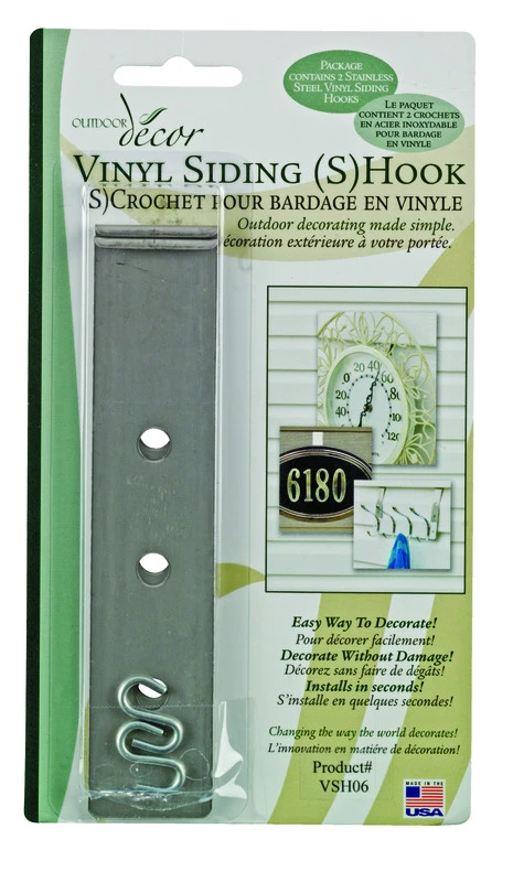 S-hook Vinyl Siding Hook 2-pack, Stainless Steel, Holds 12 Lbs Each, Model Vsh06