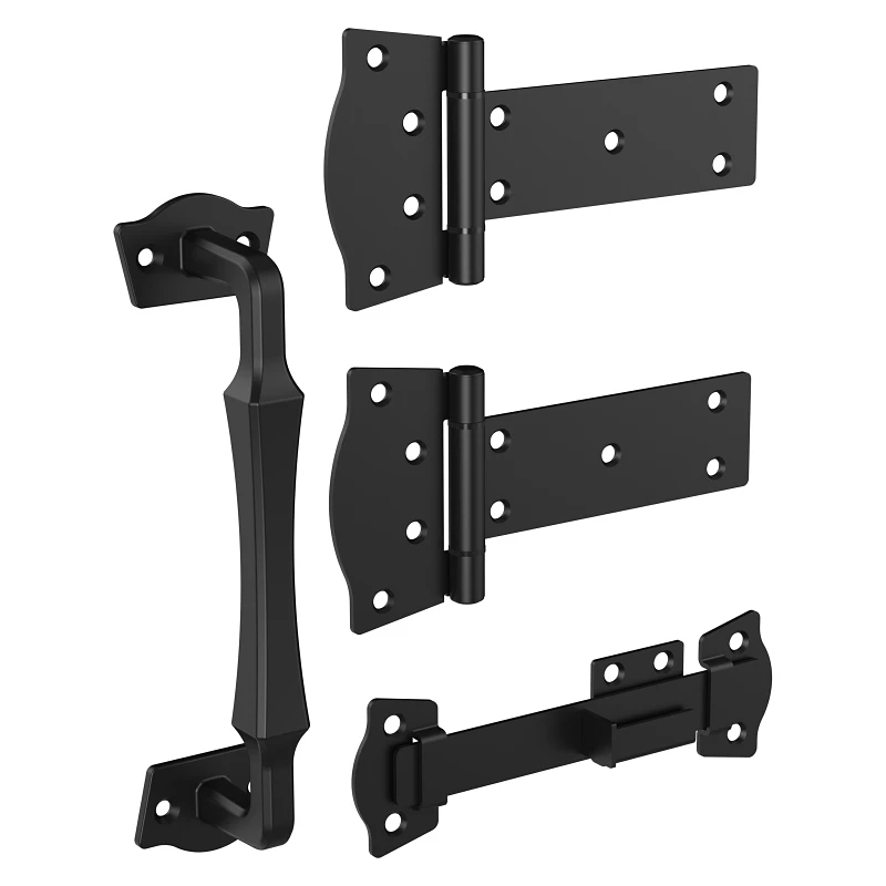 Rustic Modern Gate Kit With Pull, Latch & 2 Hinges, Black