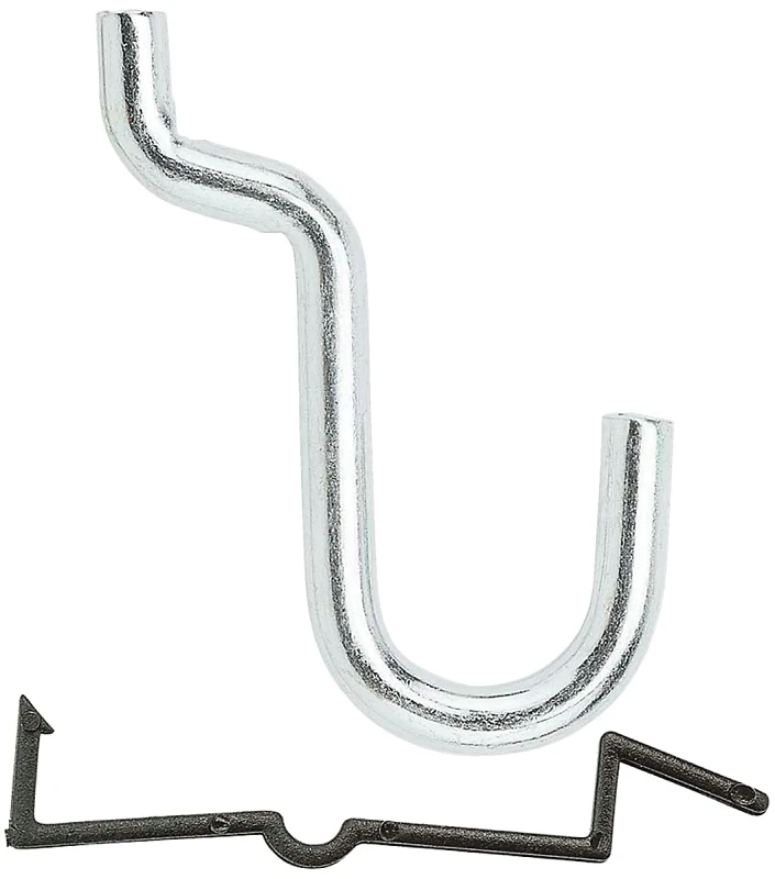 Pegboard Curved Hooks, Zinc, Locking, 5/8 In., 8 pack