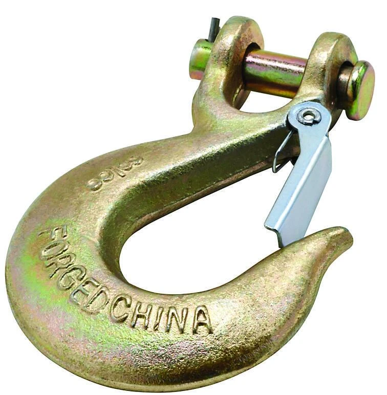 Clevis Hook With Latch, Forged Steel, 3/8 Inch, Model N830-318
