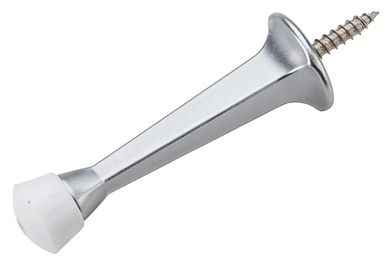 Rigid Satin Chrome Door Stop for Wall or Floor Mounting