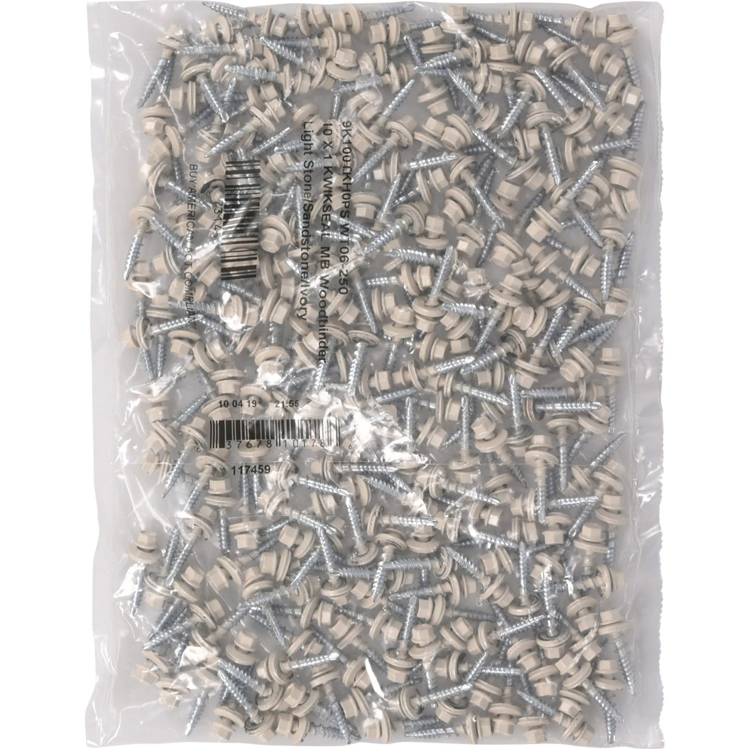 Powerpro Roofing Screws, Self-Drilling, Metal to Wood, Ivory White, #10 x 1 In., 250-Pc.