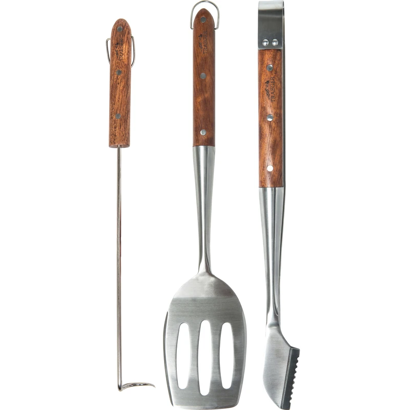 Stainless Steel Bbq Tool Set, 3-piece With Rosewood Handles
