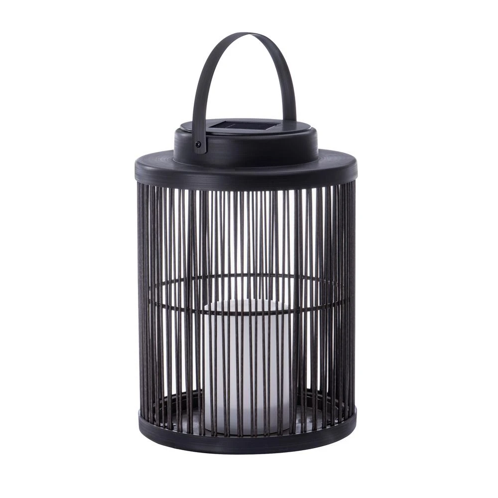10-inch Solar Rattan Basket Lantern With Led Candle - Metal/resin Design